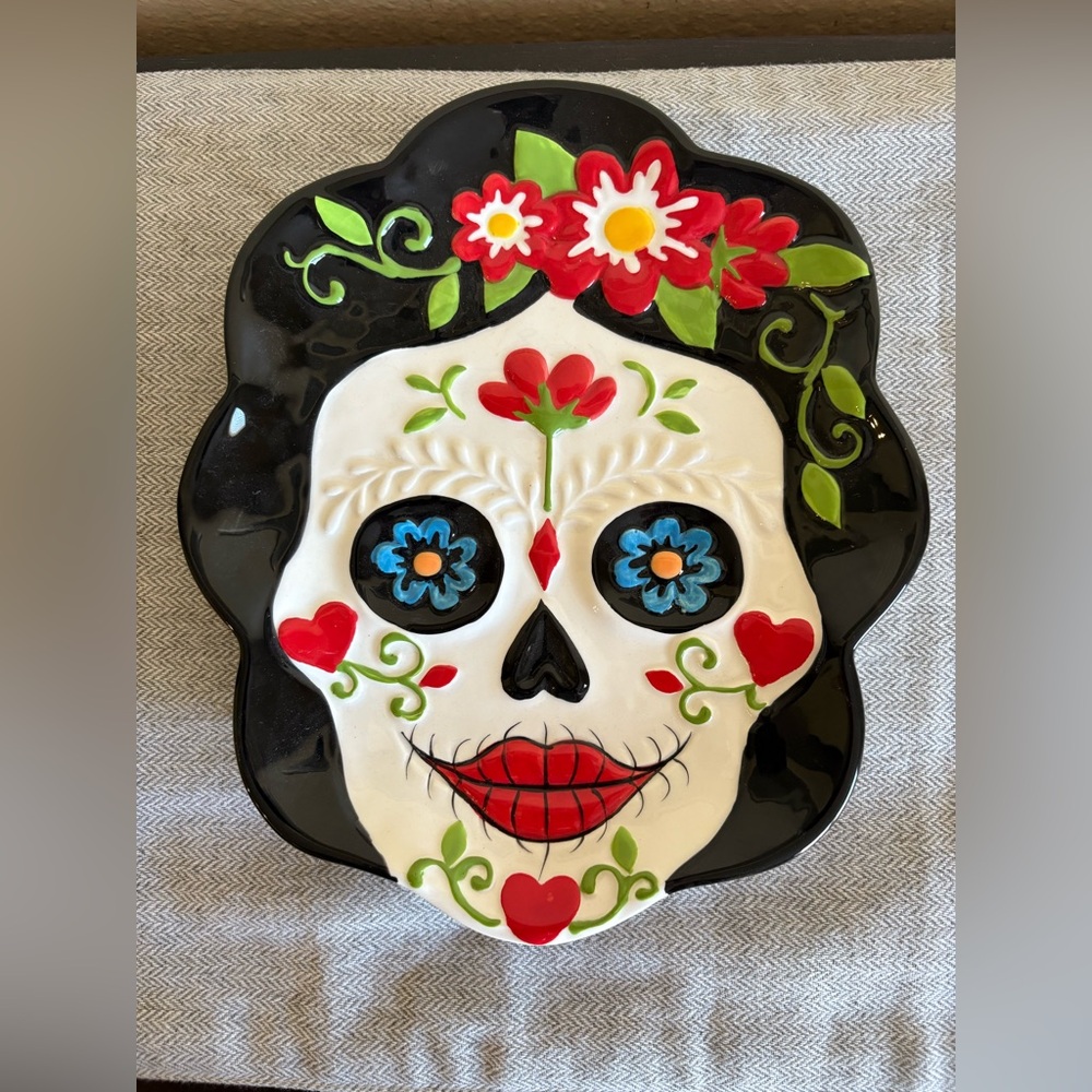Day of the Dead sugar skull ceramic dish